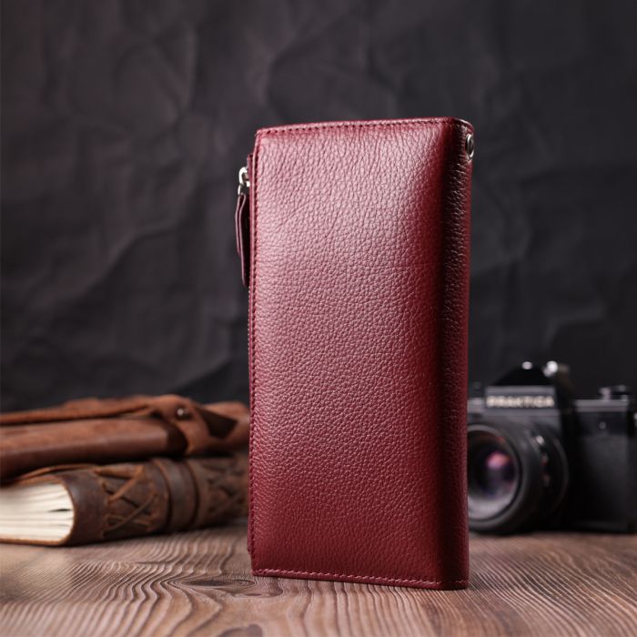Вертикальный женский кошелек-клатч из натуральной кожи ST Leather 22535 бордовый