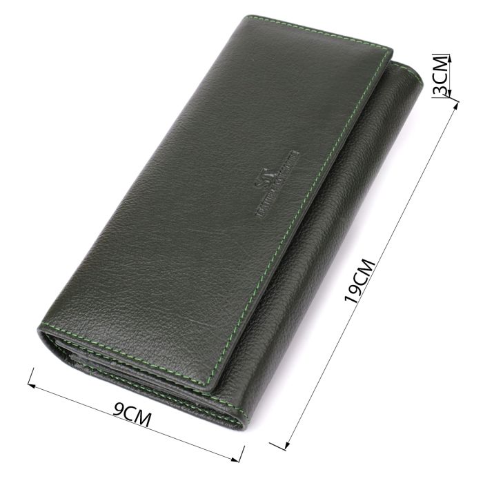 Стильный кошелек в два сложения из натуральной кожи ST Leather 23066 зеленый