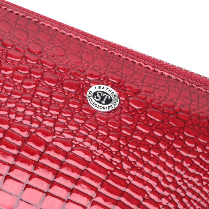 Жіночий гаманець лакований на блискавці з натуральної шкіри ST Leather 22677 червоний