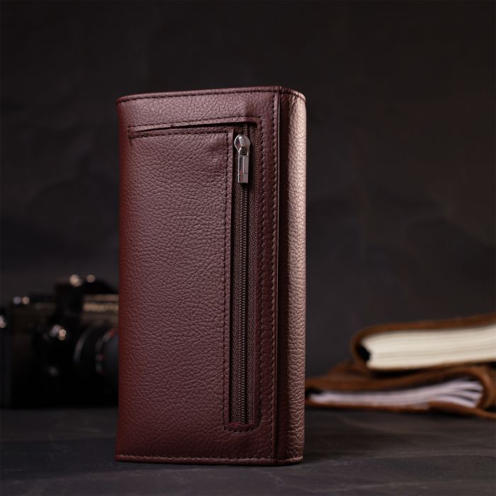 Практичний та жіночний гаманець із натуральної шкіри ST Leather 19428 бордовий