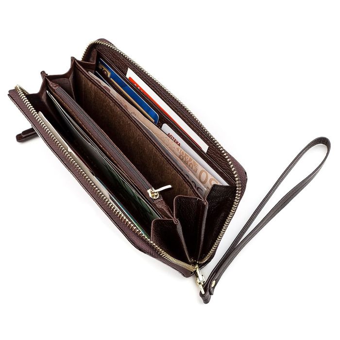Кошелек женский ST Leather 18398 (S4001A) с ремнем на запястье коричневый