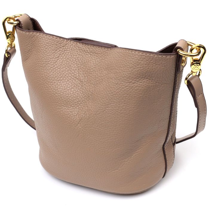 Женская сумка с автономной косметичкой из натуральной кожи Vintage 22364 бежевая