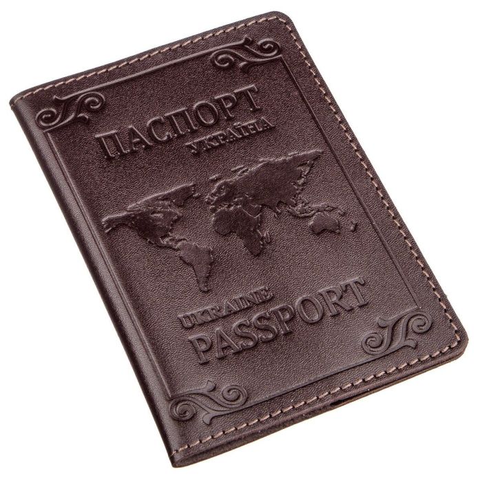 Кожаная обложка на паспорт с карточкой и рамкой SHVIGEL 13983 коричневая