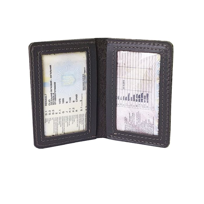 Шкіряна обкладинка для id паспорта і автодокументів GS коричнева (об 003 кор)