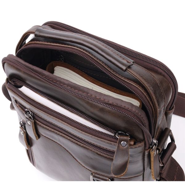 Практична чоловіча сумка Vintage 20824 шкіряна коричнева