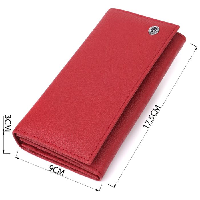 Яркий вертикальный кошелек из натуральной кожи ST Leather 23087 красный