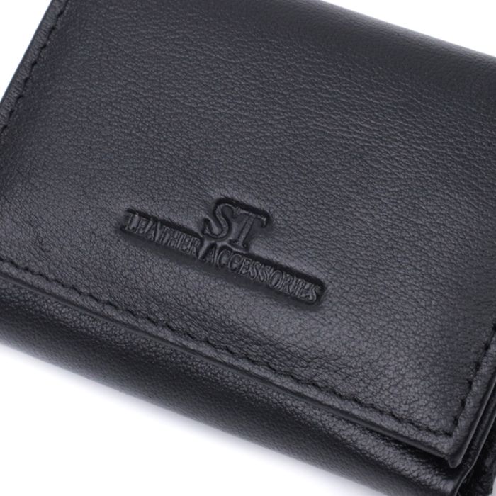 Зручний компактний гаманець з монетницею із натуральної шкіри ST Leather 22742 чорний