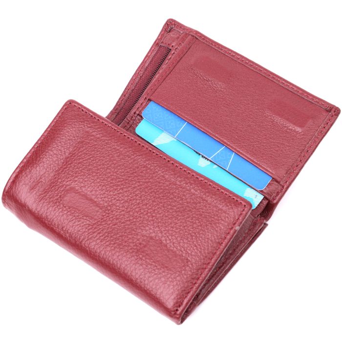 Кожаный женский кошелек в три сложения ST Leather 22489 бордовый