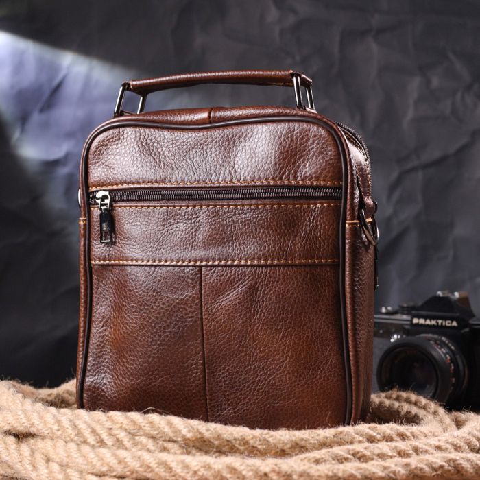 Чудова чоловіча сумка з натуральної шкіри 21279 Vintage коричнева