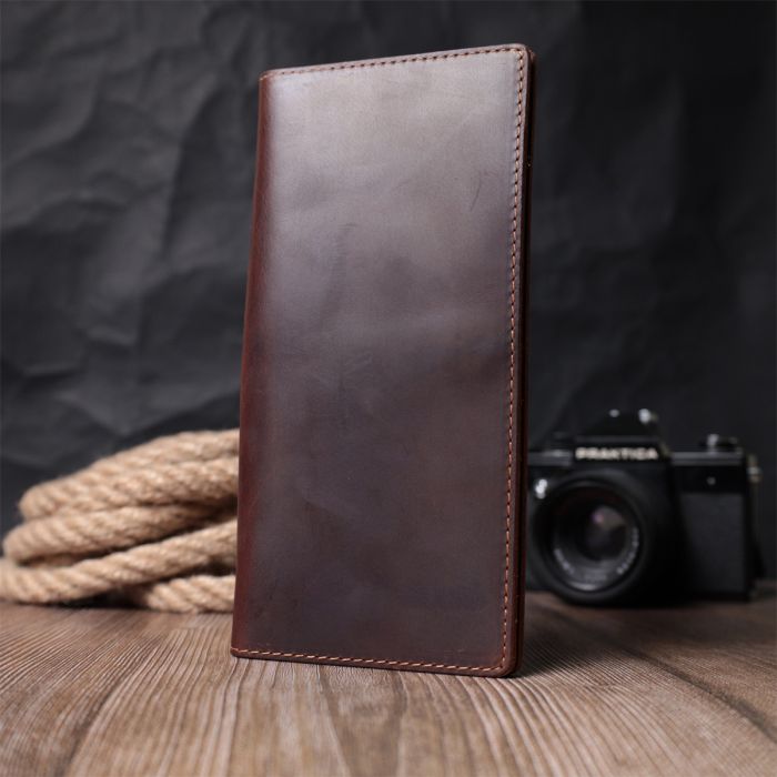 Вертикальный кошелек унисекс из натуральной кожи Vintage s_15083 коричневый