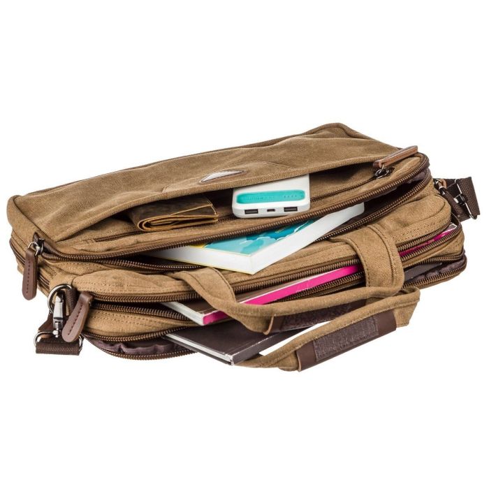 Сумка текстильна для ноутбука на два відділення 20178 Vintage коричневий