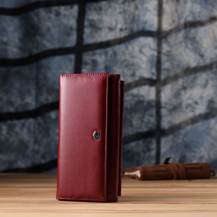 Жіночий гаманець з кишенею для телефону з натуральної шкіри ST Leather 23069 бордовий