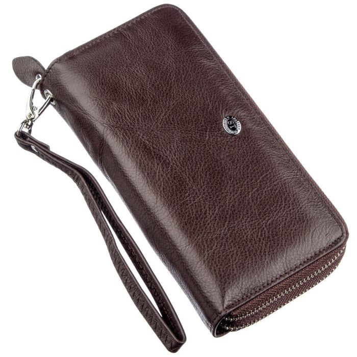 Женский клатч с ремешком на запястье ST Leather 18867 коричневый