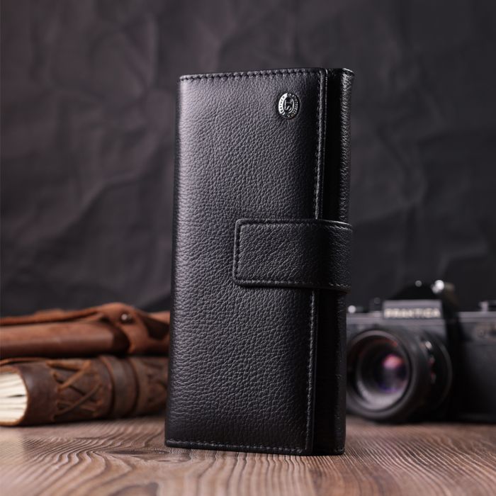 Надійний жіночий гаманець з натуральної шкіри ST Leather 22548 чорний
