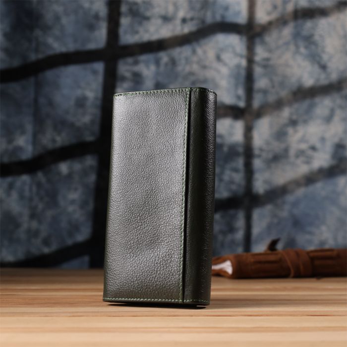 Стильный кошелек в два сложения из натуральной кожи ST Leather 23066 зеленый