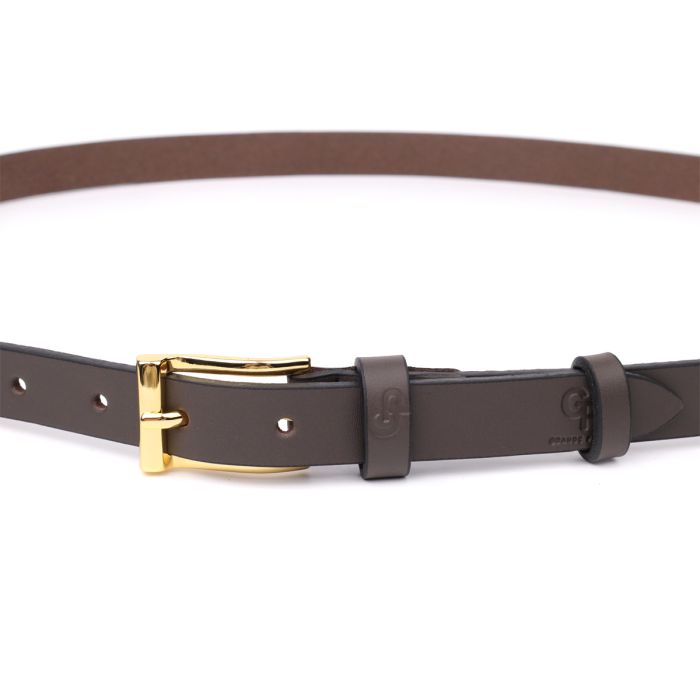 Елегантний вузький шкіряний ремінь для жінок GRANDE PELLE 22952 коричневий