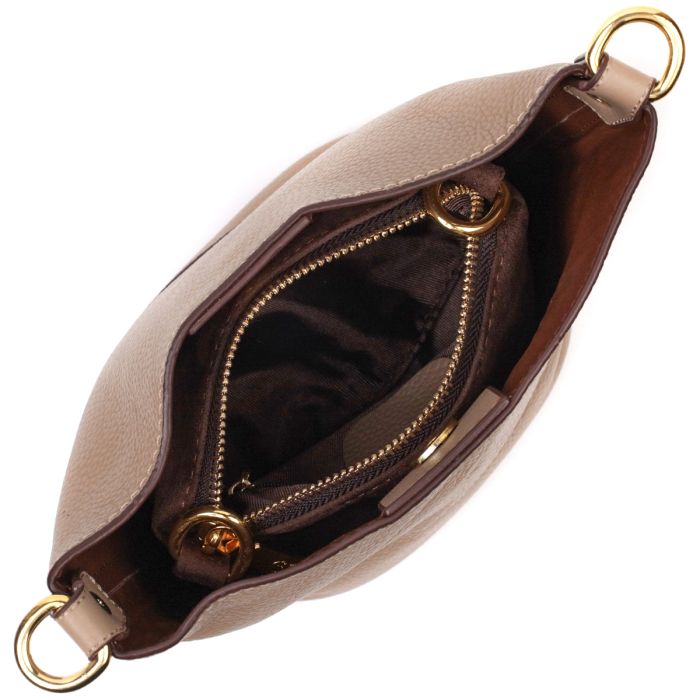 Женская сумка с автономной косметичкой из натуральной кожи Vintage 22364 бежевая
