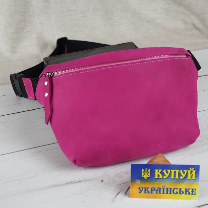 Жіноча шкіряна сумка на пояс бананка GS фуксія (РОБ 001 роз)