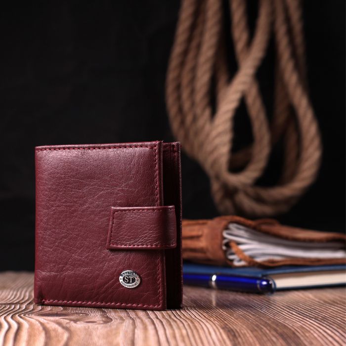 Компактний жіночий гаманець із натуральної шкіри ST Leather 22674 бордовий