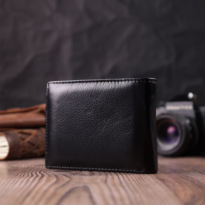 Зручне чоловіче портмоне з натуральної шкіри ST Leather 22482 чорний
