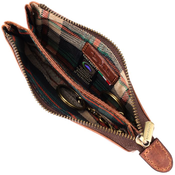 Практическая ключница на два отделения из матовой натуральной кожи Tony Perotti 20837_1 (3350 whisky) светло-коричневая