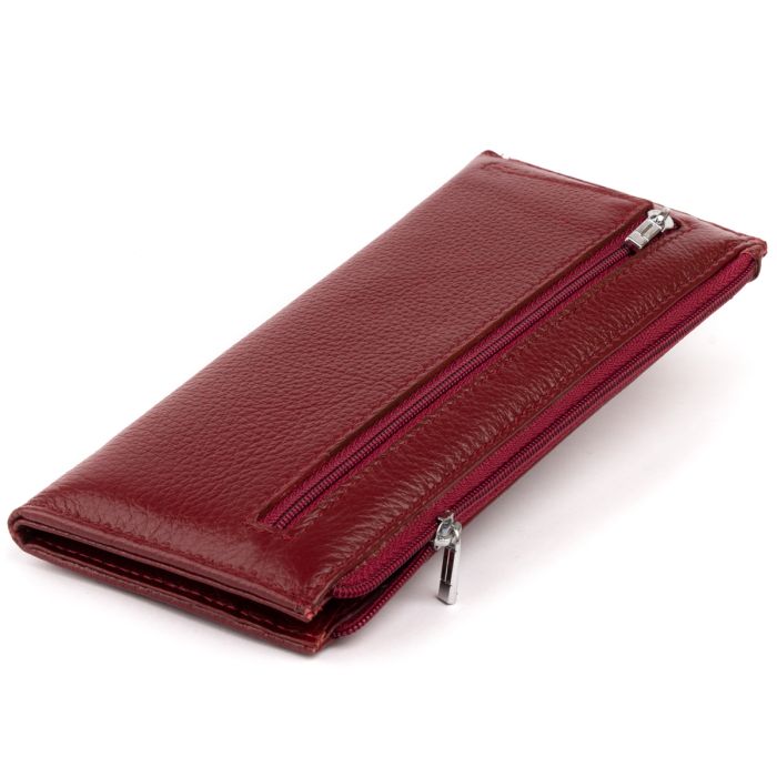 Горизонтальный тонкий кошелек из кожи женский ST Leather 19326 бордовый
