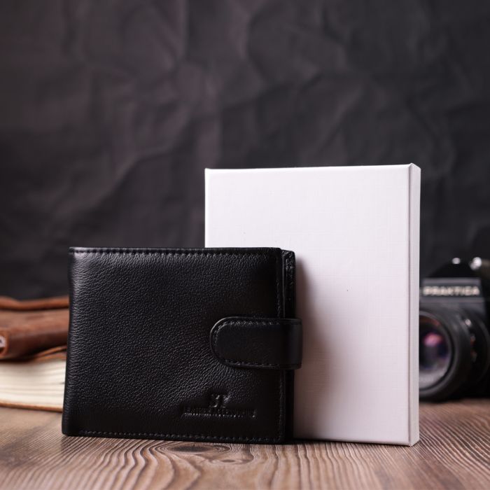 Горизонтальний гаманець середнього розміру з натуральної шкіри ST Leather 22454 чорний