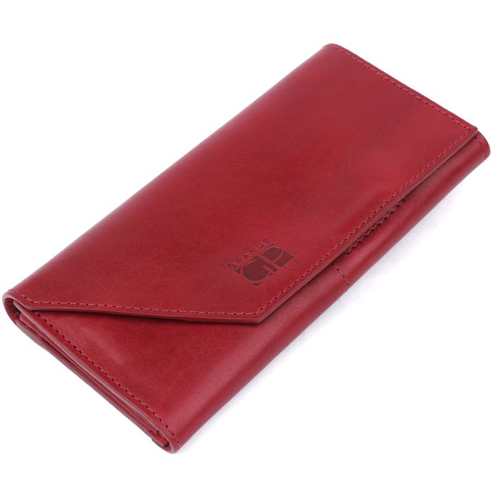 Великолепный кожаный женский кошелек Grande Pelle 11576 бордовый