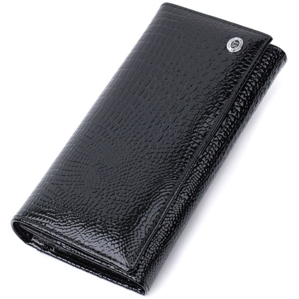 Женский кошелек из натуральной лакированной кожи ST Leather 22679 черный