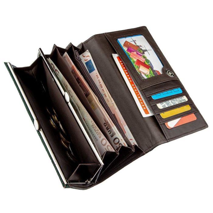 Гаманець жіночий з зернистою екокожі KIVI 19057 зелений