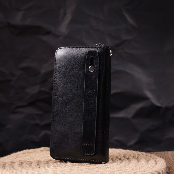 Гаманець чоловічий із натуральної гладкої шкіри на блискавці ST Leather 19410 чорний