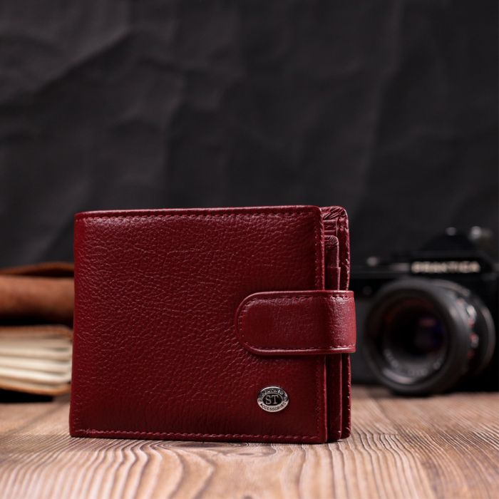 Стильне жіноче портмоне з блоком для карт з натуральної шкіри ST Leather 19472 бордове