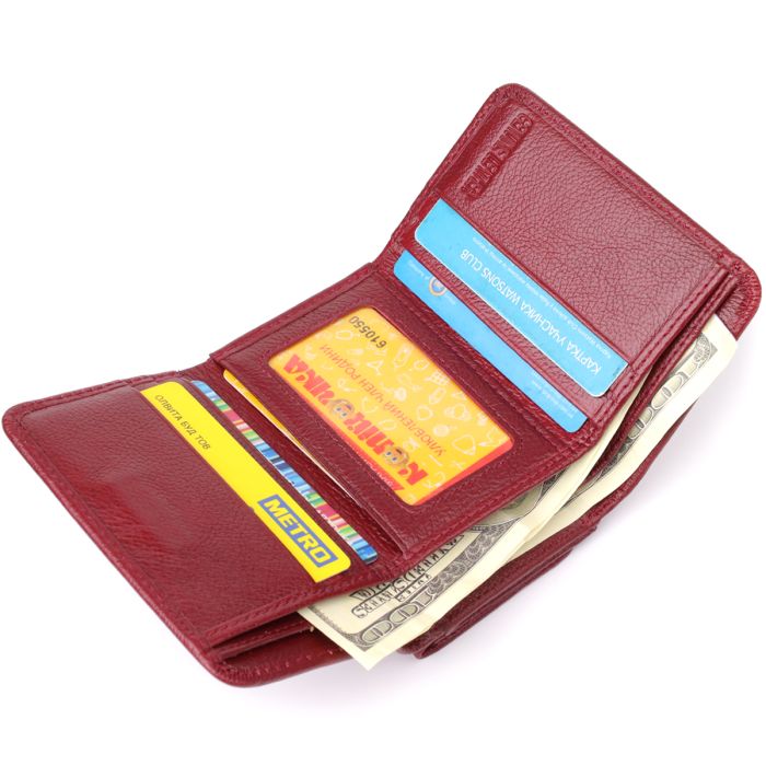 Компактний жіночий гаманець із натуральної шкіри ST Leather 23073 бордовий