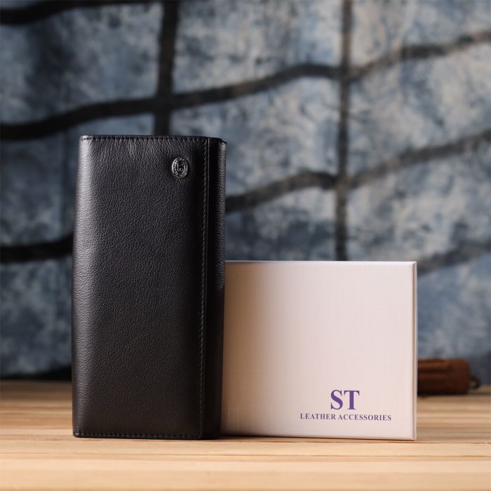 Солидный женский кошелек из натуральной кожи ST Leather 23088 черный