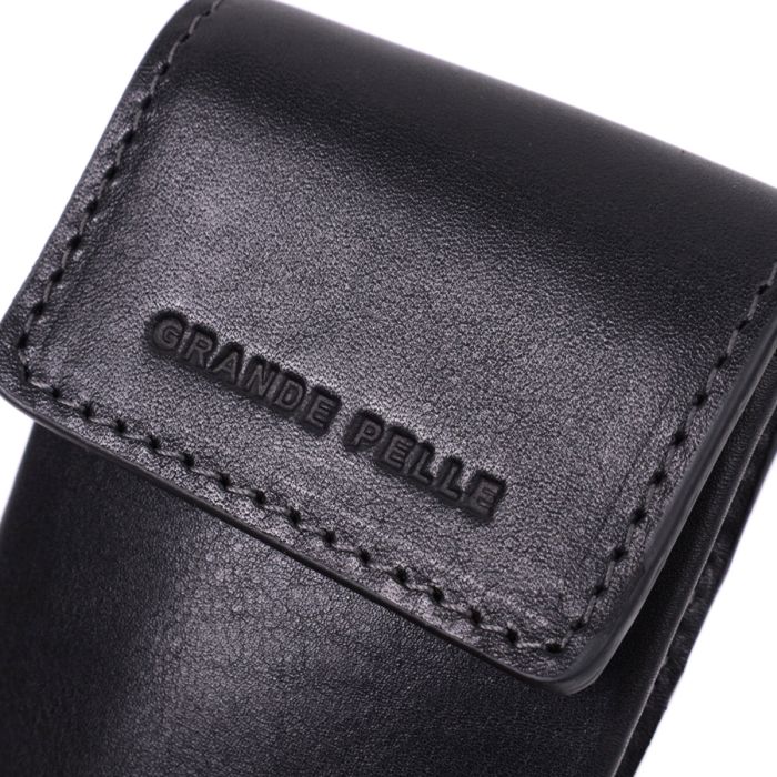 Ключница футляр из натуральной кожи GRANDE PELLE 22568 черная