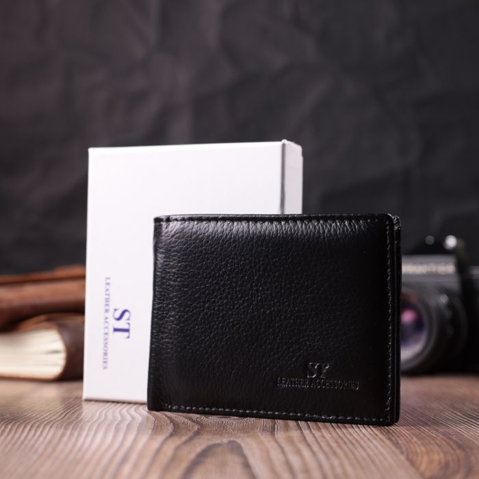 Зручне чоловіче портмоне з натуральної шкіри ST Leather 22482 чорний