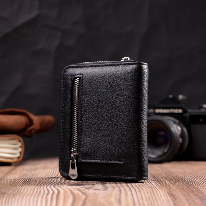 Кожаный кошелек для женщин на молнии с тисненым логотипом ST Leather 19489 черный