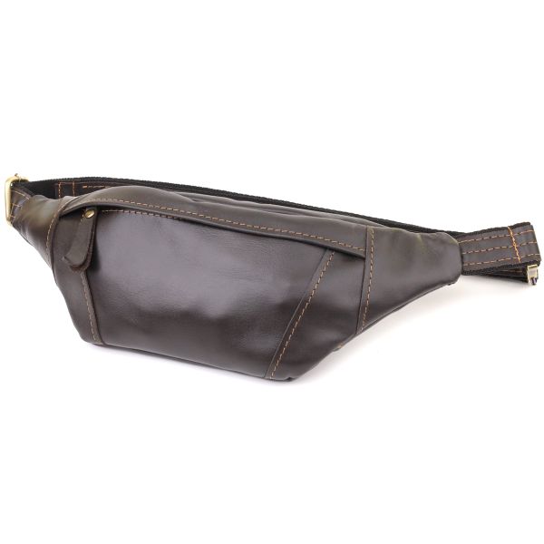 Чоловіча сумка-бананка компактного розміру з натуральної шкіри Shvigel 23126 коричнева