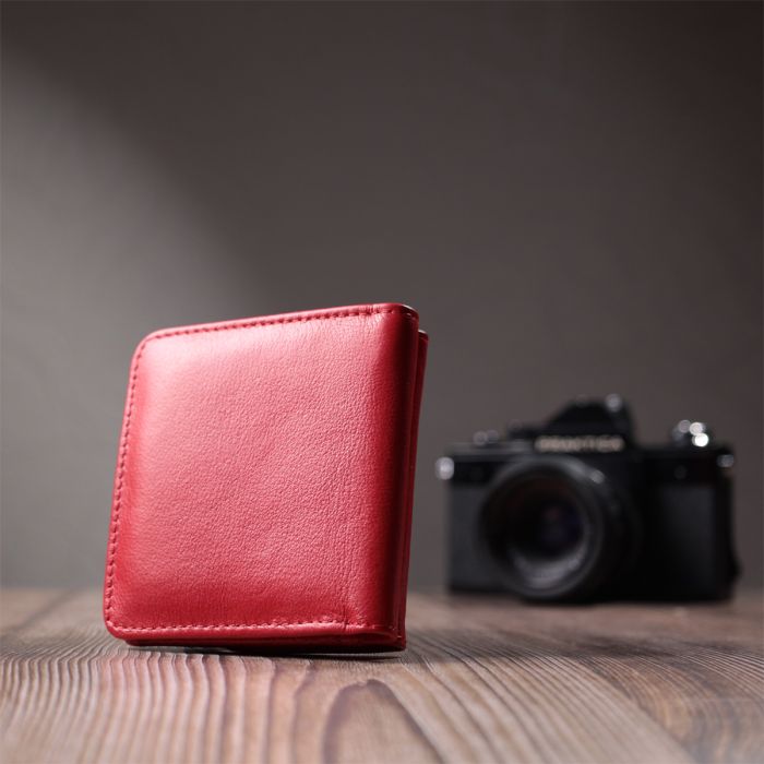 Женский компактный кошелек с карманом для монет из натуральной кожи ST Leather 22689 красный