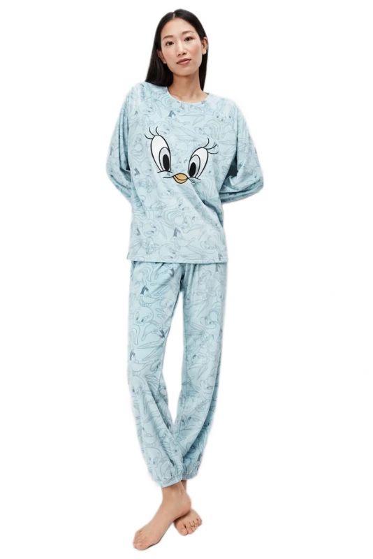 Піжама жіноча з футболкою з довгим рукавом та брюками 220102S Gisela mix принт