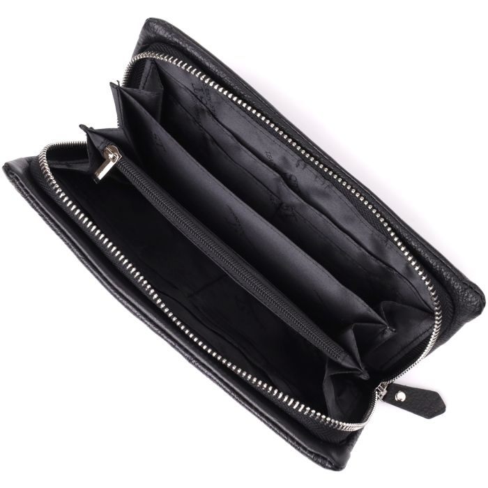 Жіночий шкіряний гаманець-клатч із відділенням під телефон ST Leather 23101 чорний