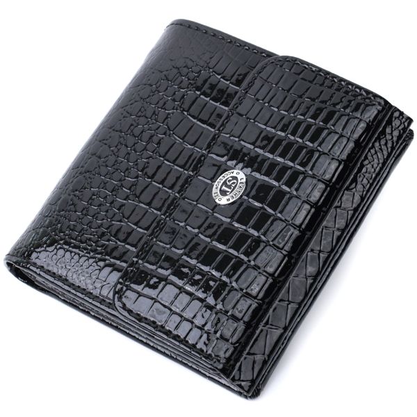 Жіночий фактурний гаманець із натуральної шкіри ST Leather 22706 чорний