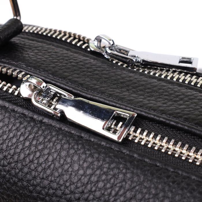 Жіноча сумка на два відділення з натуральної шкіри Vintage 22919 чорна