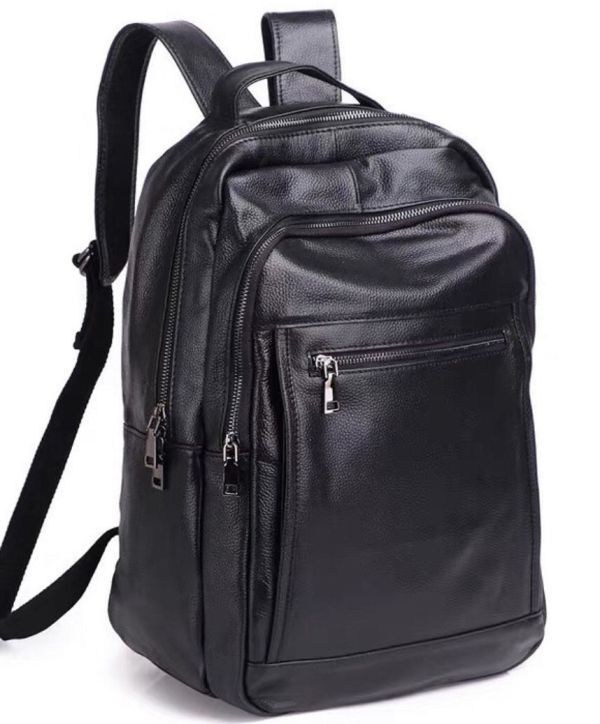 Шкіряний чоловічий рюкзак для ноутбука та поїздок чорний Tiding Bag D3-93438