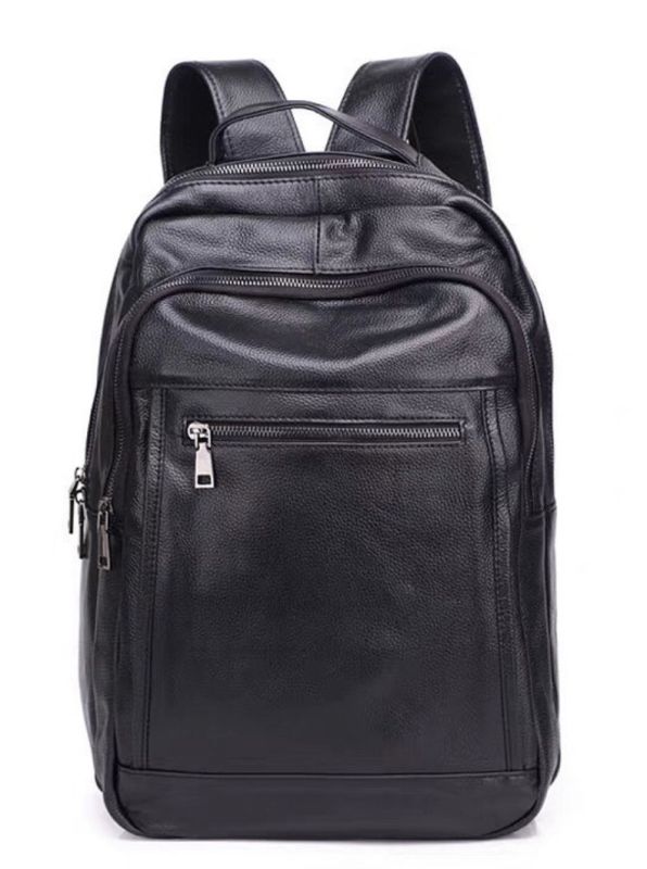 Шкіряний чоловічий рюкзак для ноутбука та поїздок чорний Tiding Bag D3-93438