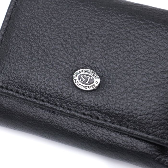 Невелике жіноче портмоне з монетницею з натуральної шкіри ST Leather 22730 чорне