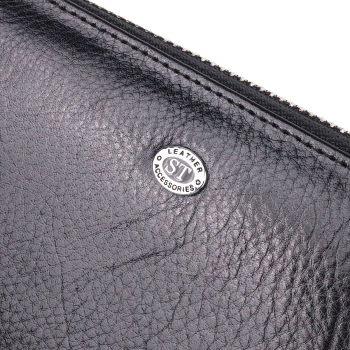 Гаманець чоловічий із натуральної гладкої шкіри на блискавці ST Leather 19410 чорний