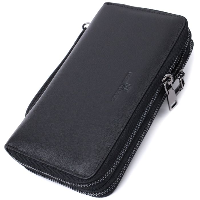 Стильный мужской клатч на два отделения из натуральной кожи ST Leather 22700 черный