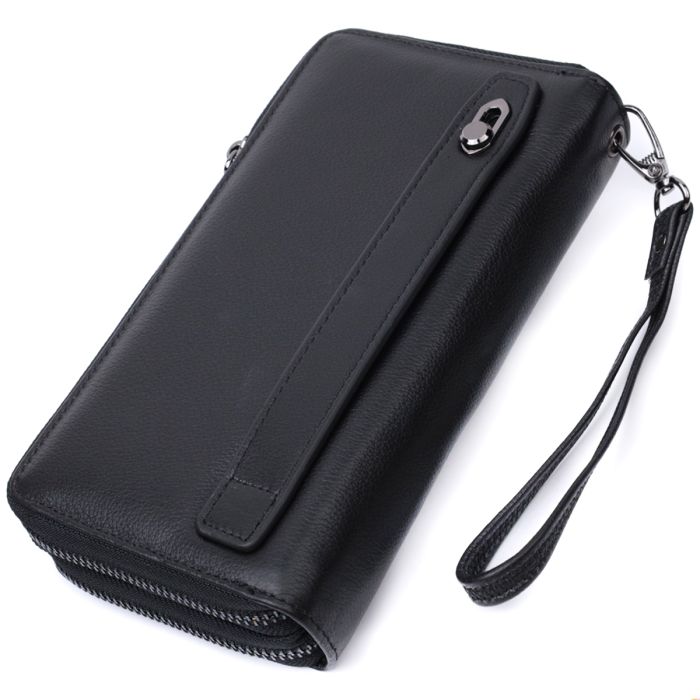 Стильный мужской клатч на два отделения из натуральной кожи ST Leather 22700 черный