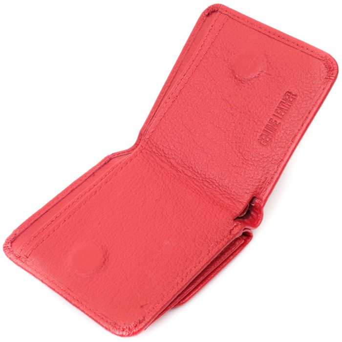 Женский компактный кошелек с карманом для монет из натуральной кожи ST Leather 22689 красный